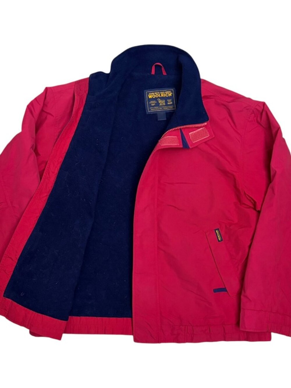 Woolrich Vintage 90s Jacket Winter Casual Fleece Red Coat Mens Large - Picture 1 of 7